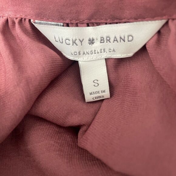 Lucky Brand Womens Long Sleeves Tie Neck Drop Waist Dress Size Small Rose Mauve - Picture 8 of 11